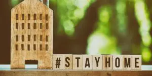 Wooden block with #stayhome written on them