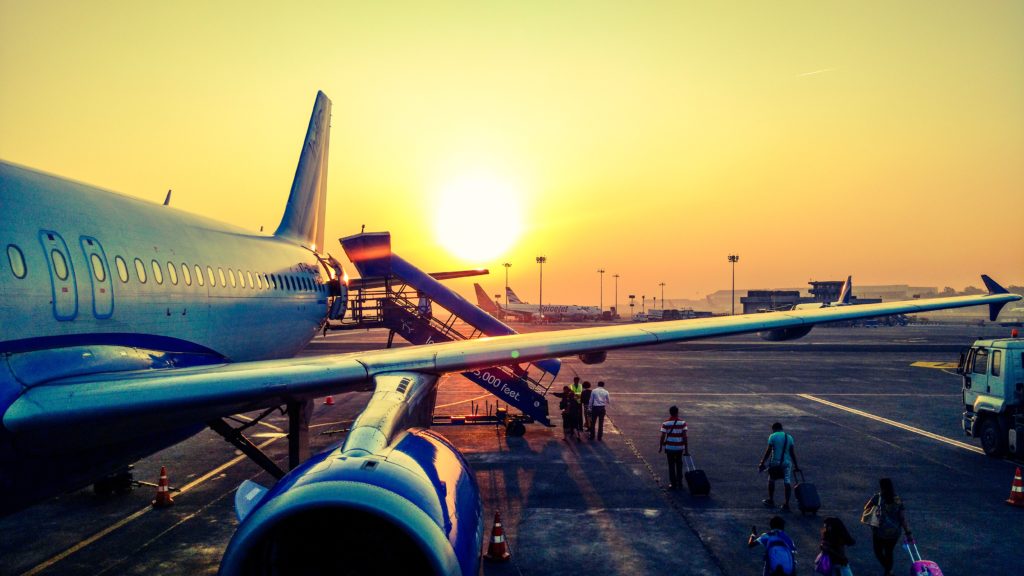 Airplane at dusk