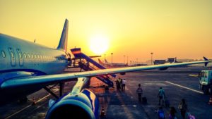 Airplane at dusk