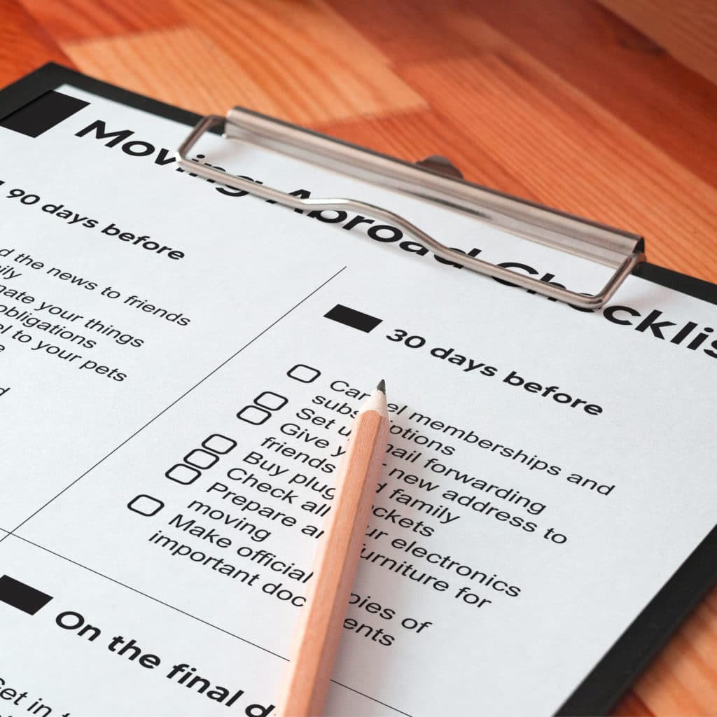 Moving abroad checklist