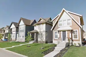 Row of houses possibly Airbnb