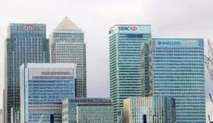 Several tall bank buildings