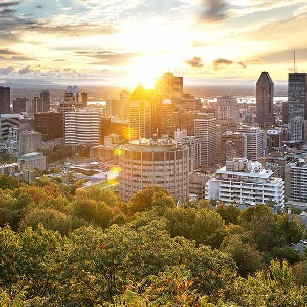 Montreal skyline at sunset